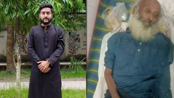 ছবির ডানে জাককানইবি শিক্ষার্থী দেবদূত ও বামে নিখোঁজ বৃদ্ধ, ছবি: প্রতিনিধি