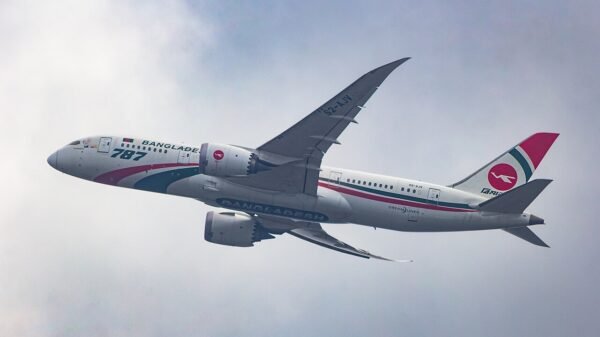 A Biman Bangladesh Airlines Boeing 787-8 Dreamliner in flight