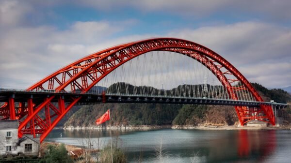 Bridge over river, illustrative image not the new Yalu bridge